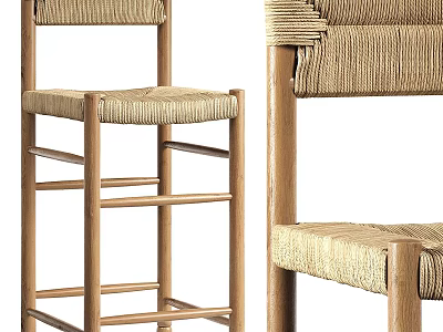 Rattan Chair Charlotte Bar Stool 3d model