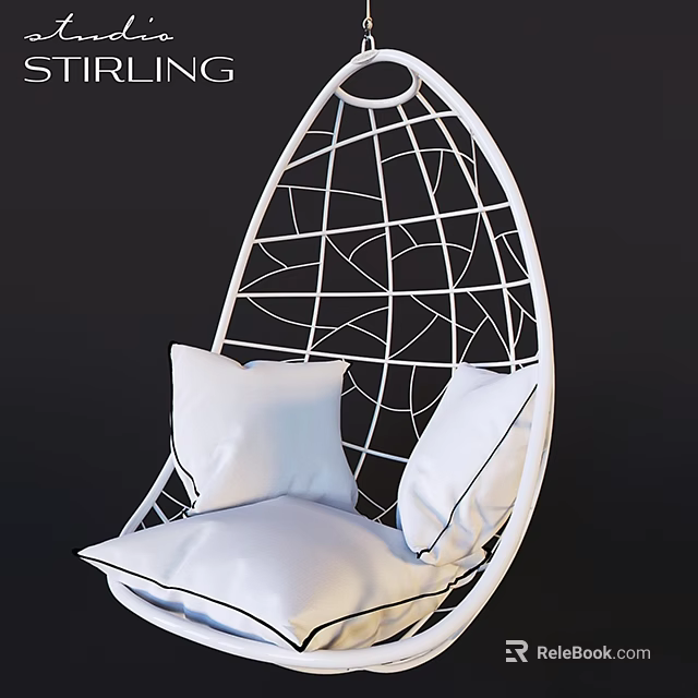 White Modern Leisure Chair With Geometric Mesh Design And Soft Cushions 3d model 