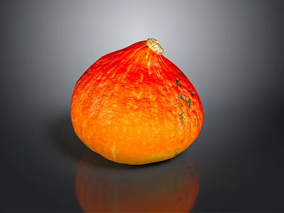 Ripe Orange Red Pumpkin With Smooth Texture On Dark Background And Reflection 3d model