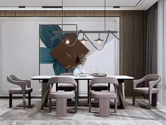 Modern Dining Table and Chair Combination 3d model