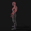 Game Movie Character With Red Skin Muscular Build Black Pants And Boots