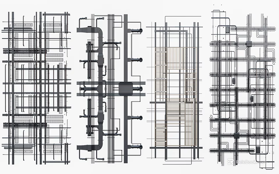 Ceiling Structural Framework Design With Support Beams And Architectural Details 3d model 