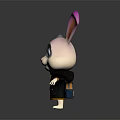 Cute Cartoon Rabbit Game Movie Character With Pink Ears Black Coat And Orange Accents