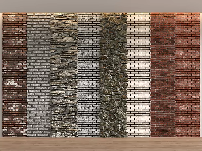 Building Exterior Wall Design Featuring Various Brick Stone And Textured Materials 3d model