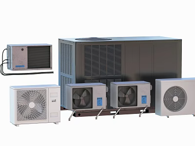 Assorted Air Conditioner Fans Wall Mounted Units and Outdoor Cooling Systems 3d model