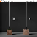 Modern Indoor Lighting Combination with Slim Lamps Wooden Base and Black Wall Fixtures
