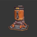 Industrial Equipment With Orange Black Body Yellow Top Multiple Support Legs Base