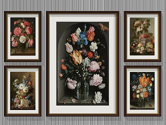 American Decorative Painting Flower Oil Painting Decorative Hanging Painting 3d model
