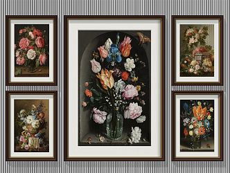 American Decorative Painting Flower Oil Painting Decorative Hanging Painting 3d model