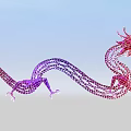 Colorful Digital Dragon Art With Serpentine Purple Red Body And Flaming Design