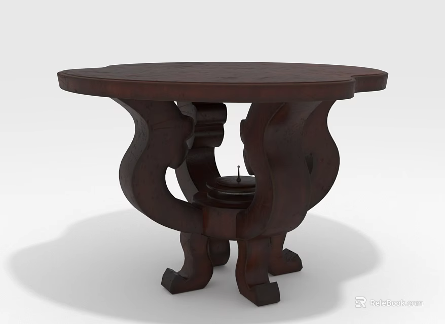 Dark Wooden Dining Table With Ornate Carved Legs Traditional Home Design Style 3d model 