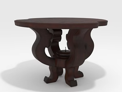Dark Wooden Dining Table With Ornate Carved Legs Traditional Home Design Style 3d model