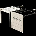 Modern Office Desk With Drawers Open Shelf And White Frame Design 3d model