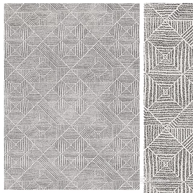 Modern Square Rug With Geometric Patterns Lines And Diamond Shapes Design 3d model 