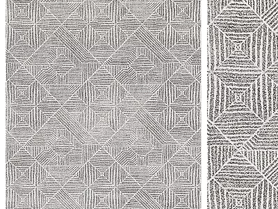 Modern Square Rug With Geometric Patterns Lines And Diamond Shapes Design 3d model