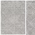 Modern Square Rug With Geometric Patterns Lines And Diamond Shapes Design