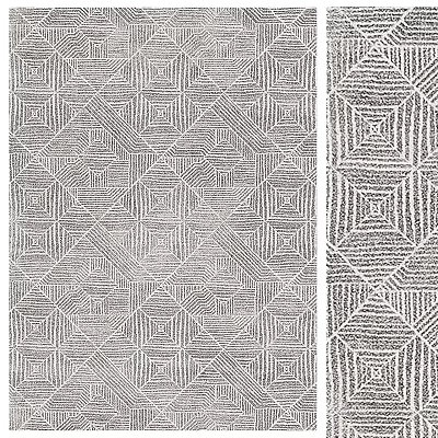 Modern Square Rug With Geometric Patterns Lines And Diamond Shapes Design 3d model