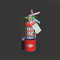 Red Fire Extinguisher With Pressure Gauge And Safety Tag For Home Use