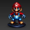Super Mario Character Figurine Red Hat Blue Overalls Golden Shoes Blue Base