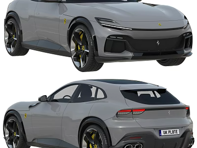 Gray Sports Car Featuring Yellow Brake Calipers Sleek Design And Rear License Plate 3d model