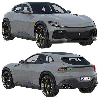 Gray Sports Car Featuring Yellow Brake Calipers Sleek Design And Rear License Plate 3d model