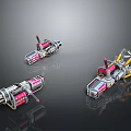 Mechanical Sci Fi Weapons Featuring Pink Silver Color And Detailed Components 3d model