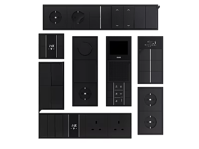 Black Switch Panels Showcasing Various Modern Designs And Different Sleek Shapes 3d model