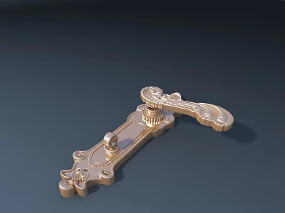 Golden Carved Ornate Decorative Metal Component For Building Exterior Wall 3d model