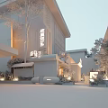 Modern Restaurant Exterior With Glass Facade Lighting Greenery Dessert Theme Signage And Entrance Design