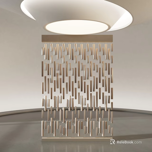 Modern Decorative Room Divider With Vertical Metal Strips Design For Minimalist Interior Space 3d model 