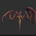 Fantasy Mythical Character With Spiked Wings Exoskeleton And Alien Biomechanical Features