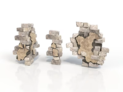 Three Stone Stack Decorative Structures With Abstract Block Design 3d model