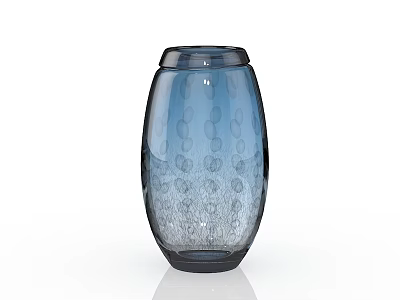 Blue Transparent Ceramic Vase with Circular Dot Pattern and Cylindrical Design for Home Decor 3d model