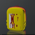 Vibrant Yellow Schoolbag With Red Accents And Front Cartoon Design