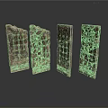 Four Ancient Textured Stone Slabs With Weathered Brown Beige Surface And Intricate Patterns 3d model