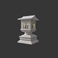 Traditional Stone Outdoor Light With Roofed Top Latticed Panels And Stable Base