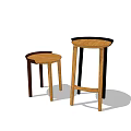 Two Different Wooden Bar Stools With Dark And Light Brown Designs