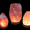 Natural Himalayan Salt Lamps With Different Sizes Warm Glowing Light And Wooden Bases