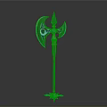 Fantasy Weapon Design With Blue Glowing Accents Pink Details Spiked Top And Star Shaped Base