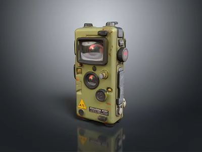 Green Handheld Device With Display Screen Control Buttons And Warning Label 3d model