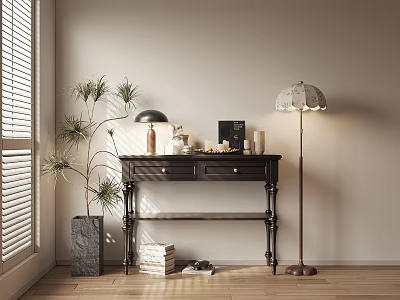 Low Cabinet Bucket Cabinet Decorative Cabinet Storage Cabinet Sideboard End View Decoration Floor Lamp 3d model