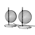 Pair of Modern Black Table Lamps with Round Shades for Home Decor