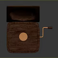 Wooden Music Box Decorative Ornament Set With Open Lid And Gold Leaf Carvings Crank Handle
