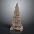 Wooden Pyramid Shaped Sculpture With Drawer Design And Intricate Carvings