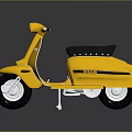 Yellow Classic Scooter With Black Seat And Vintage Design Features