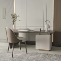 Modern Home Desk With Comfortable Chair Minimalist Lamp Books And Potted Plant