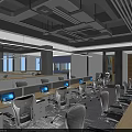 Modern Public Office Space With Open Layout Desks Computers And Windows 3d model