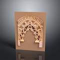 Intricate Wooden Arched Decorative Element With Detailed Carved Patterns