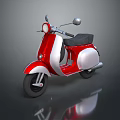 Red and White Classic Scooter With Black Seat And Chrome Details On Reflective Surface