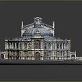 Classical Ancient Architecture Model With Dome Windows Columns And Garden Platform 3d model